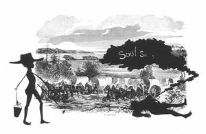 Kara Walker, "An Army Train," from "Harper's Pictorial History of the Civil War," 2005; offset lithography and screenprint. Collection Daum Museum of Contemporary Art.