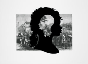 Kara Walker, "Exodus of Confederates from Atlanta," from "Harper's Pictorial History of the Civil War," 2005; offset lithography and screenprint. Collection Daum Museum of Contemporary Art.