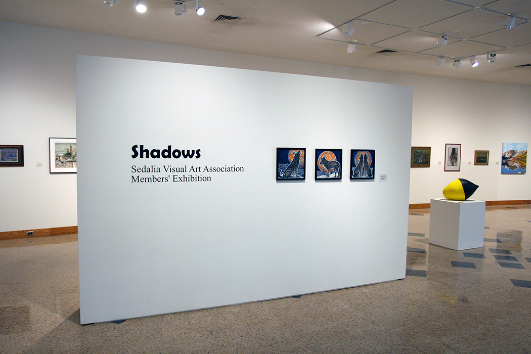 Installation view of "Shadows: Sedalia Visual Art Association Members' Exhibition."