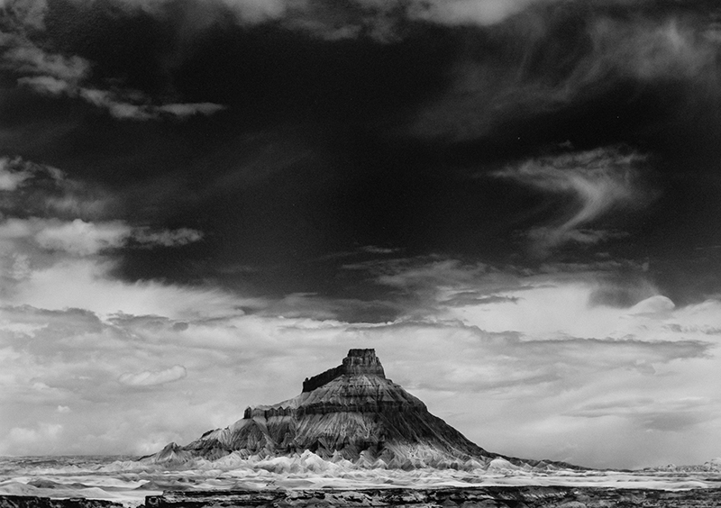 William Clift, "Factory Butte, Utah," 1975; gelatin silver print. Gift of P. John Owen in memory of P. Cecil Owen and Marceille F. Owen.