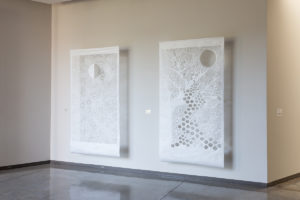 Installation view of "Sarah Nguyen: Winged Eclipse, Momentary Shadows."