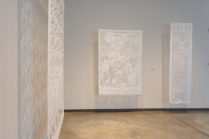 Installation view of "Sarah Nguyen: Winged Eclipse, Momentary Shadows."