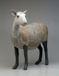 Susan O’Byrne, "Sheep," 2018; porcelain paperclay; 26 x 15 x 26 in. Courtesy of The International Paper Clay Exhibition Project.