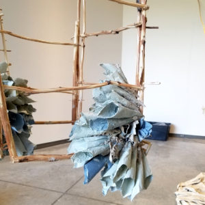 Installing "Rebecca Hutchinson: Tranquil Bloom Sedalia" at the Daum Museum.