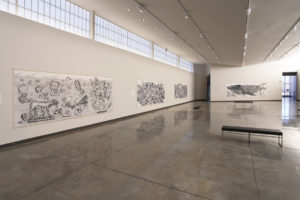 Installation view of "Dialogues with Mother Earth: Drawing to Save the Planet" by Erica Daborn.