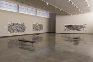 Installation view of "Dialogues with Mother Earth: Drawing to Save the Planet" by Erica Daborn.