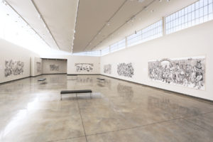 Installation view of "Dialogues with Mother Earth: Drawing to Save the Planet" by Erica Daborn.