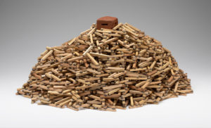 Brian Harper, “Bunker Series: Square Pillbox,” 2022; earthenware, wood, and epoxy; 8 x 18 x 16 in. Courtesy of the artist.