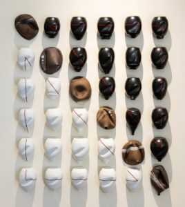 Jenchi Wu, “Divide,” 2022; ceramic; 50 x 42 x 5 in. Courtesy of the artist.