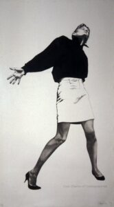 Robert Longo, "Sandy," from the series "Men in the City," 1999; lithograph; 70 x 40 in. Gift of Dr. Harold F. Daum.