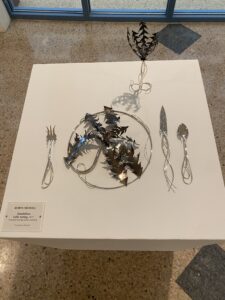 Robyn Nichols, "Dandelions: Table Setting," 2021; polished sterling silver and wire. Courtesy of the artist.